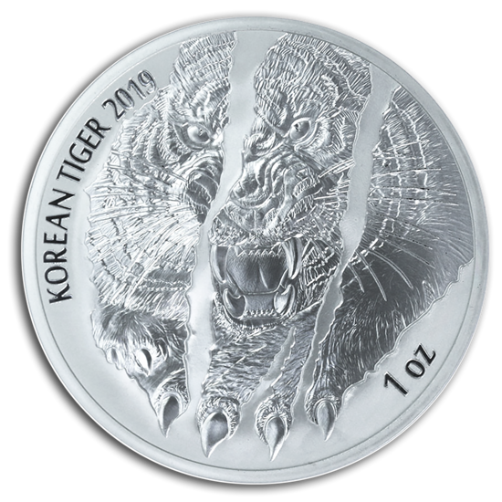 Koreai tigris 1 uncia ezüst 2019