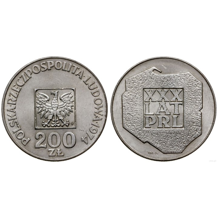 XXX Lat PRL "Mapka" 200 zł Srebro 1974
