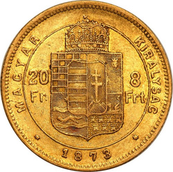Hongrie, 8 forints/20 francs François-Joseph Ier Différentes années