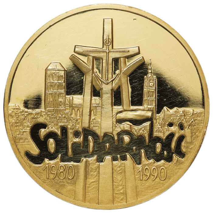 Złota Moneta "Solidarność" 200 000 Złotych 1 uncja Złota 1990