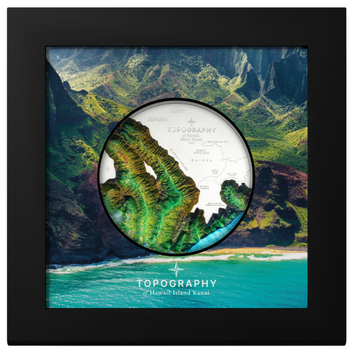 Cook Islands: Topography - Hawaii coloured 5 oz Silver 2024 Proof Coin