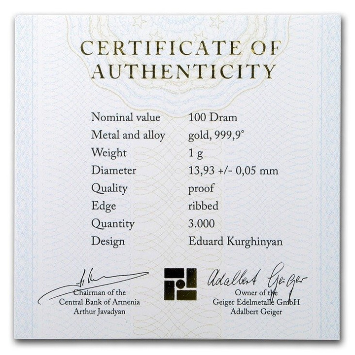 Noah's Ark 1 gram Gold