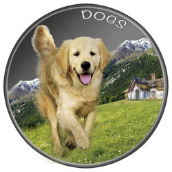 Fiji: Dogs coloured 1 oz Silber 2022 Prooflike