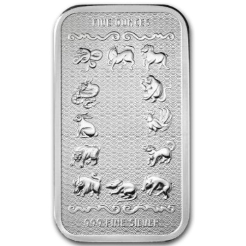 Lingote de plata Lunar Year of the Goat 5 onzas de plata 2027 Prooflike