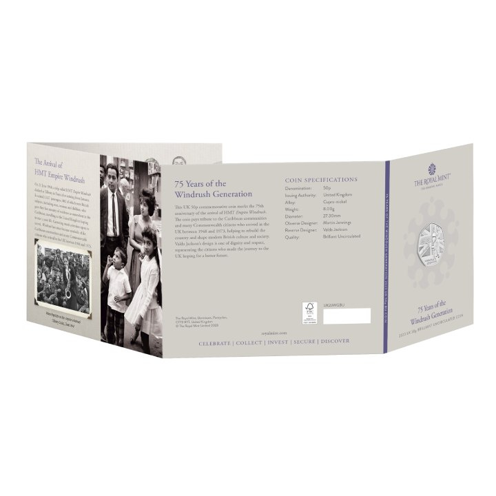 75 anni della generazione Windrush 50p Rame-nichel 2023