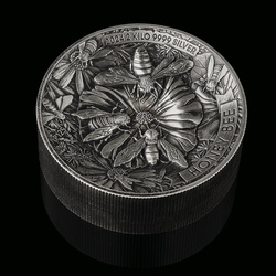 Honey Bee 2000 gramów Srebra 2024 High Relief Antiqued Coin