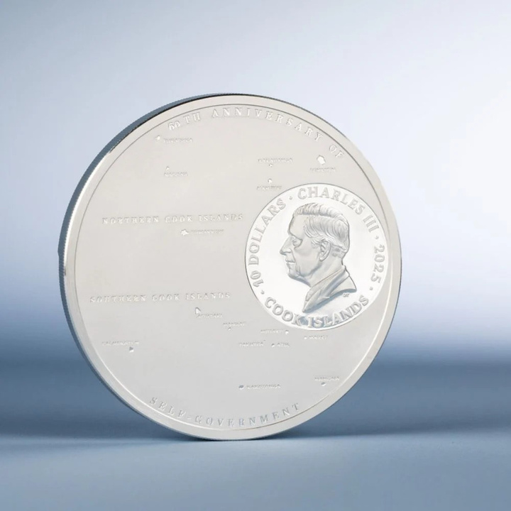 Cook Islands: 60 Years of Self-Government kolorowany 2 uncje Srebra 2025 Proof