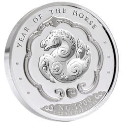 Bhútán: Lunární Rok Koně kolorovaný 5 oz Stříbra 2026 Proof