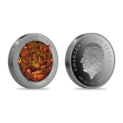 New Zealand: Cave Taniwha 1 kolorowany 1 uncja Srebra 2024 Proof