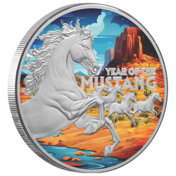 Srebna Moneta Niue: American Lunar Year of the Mustang kolorowany 1 uncja Srebra 2026 Proof