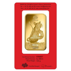 100 gram Bar Gold Lunar Year of the Rat