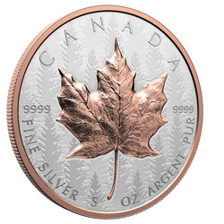 Kanadský javorový list „Silver Maple Leaf“ pozlacený 5 uncí stříbra 2025 Reverse Proof Ultra High Relief