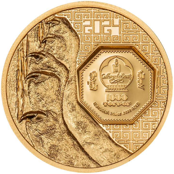Mongolia: Snow Leopard 1/10 oncia d'oro 2024 Proof Ultra High Relief