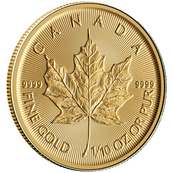 Feuille d'érable canadienne 1/10 once d'or 2025