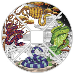 Tuvalu: Year of the Snake Quadrant Coloured Four-Coin Set 1oz Silver 2025 Proof 