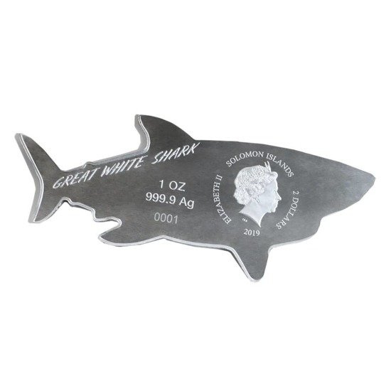 Hunters of the Deep : Grand requin blanc 1 once d'argent 2019 Proof