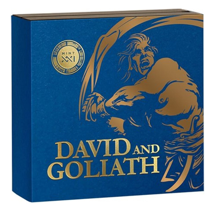 Ghana: David and Goliath coloured 2 oz Silber 2022 High Relief Antiqued Coin