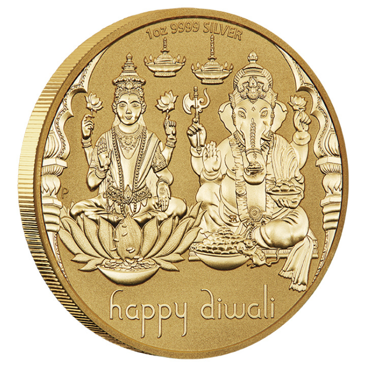Medalion Diwali pozłacany 1 uncja Srebra 2023