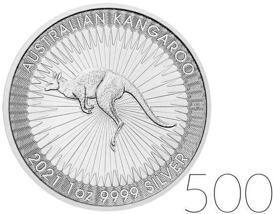Australský klokan 1 unce stříbra BALÍČEK 500 KS 2021