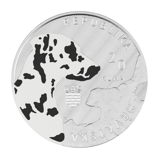 Croatia: Dalmatian Dog coloured 5 oz Silver 2021