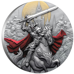 Liberia: Darkness Rider colorata, placcata in oro $5 argento 2024 Moneta antica ad alto rilievo