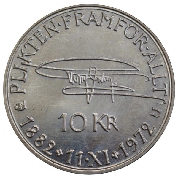 Sweden, 90th Birthday of Gustav VI Adolf 10 Kronor 1972