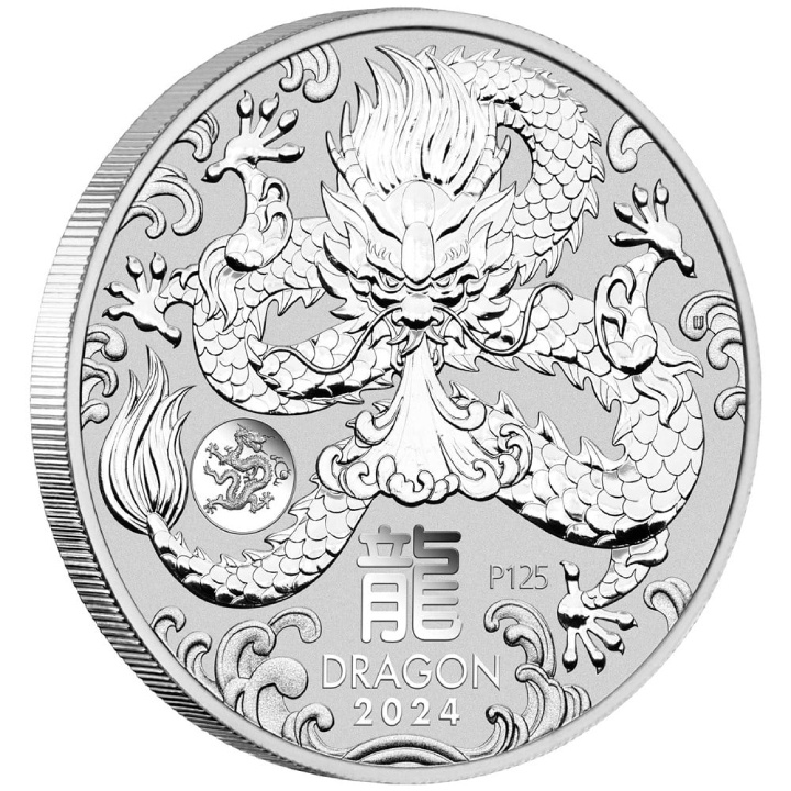 Casa de la Moneda de Perth: Lunar III - Año del Dragón 1 oz Plata 2024 Dragon Privy Mark
