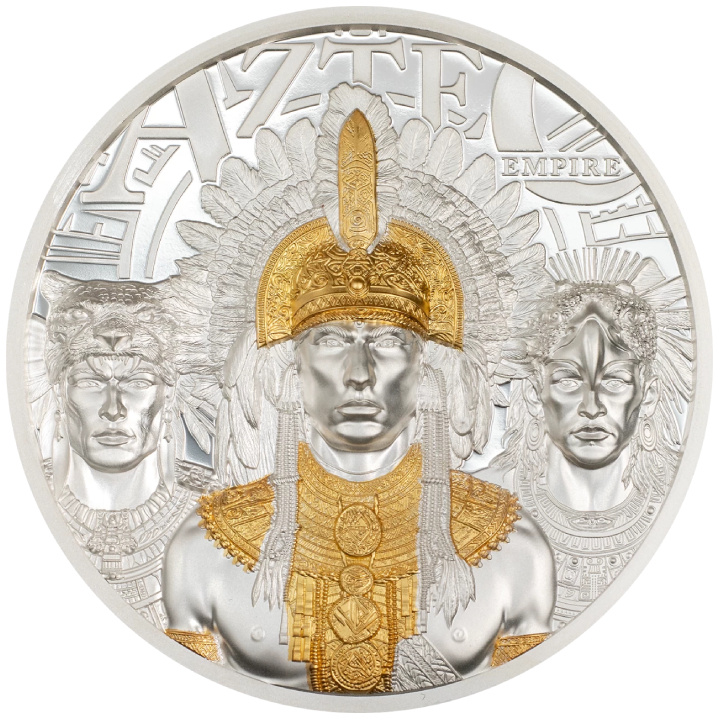 Isole Cook: Leggende - Impero Azteco placcato in oro 3 once d'argento 2025 Proof