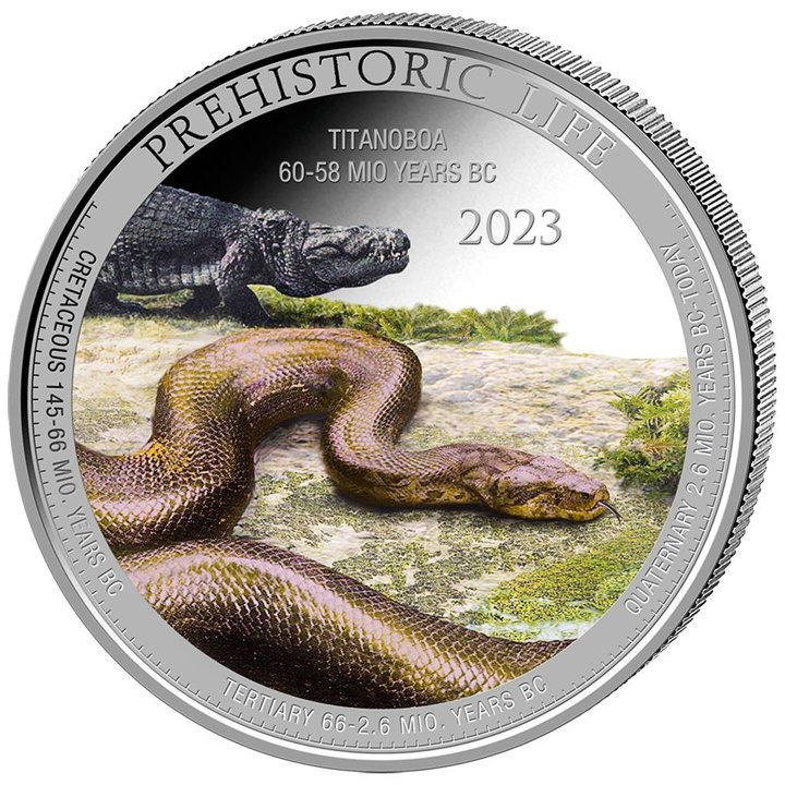 Congo: Vida Prehistórica - Titanoboa de color 1 oz Plata 2023