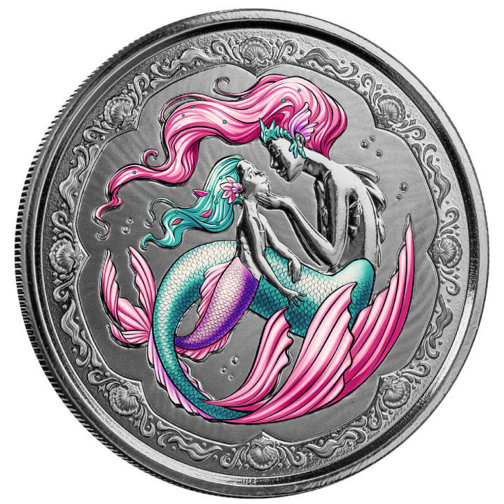 Samoa: Mermaid Mother & Daughter coloured 1 oz Silver 2023 Proof Coin