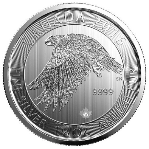 Canada : Portraits d'animaux - Faucon des neiges 1,5 once d'argent 2016