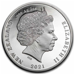 Tracz nowozelandzki kolorowany 2 uncje Srebra 2021 Proof