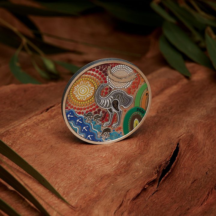 Emu Utingat moneda de plata de 2 onzas coloreada 2025 Antiqued Coin