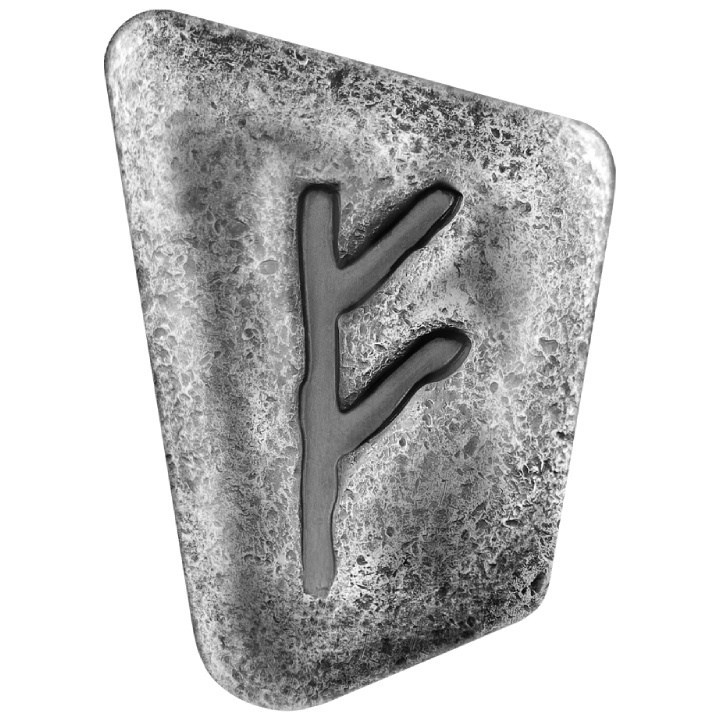 Germania Mint Bar: Rúnák - Fehu színes 1 uncia ezüst antik felület