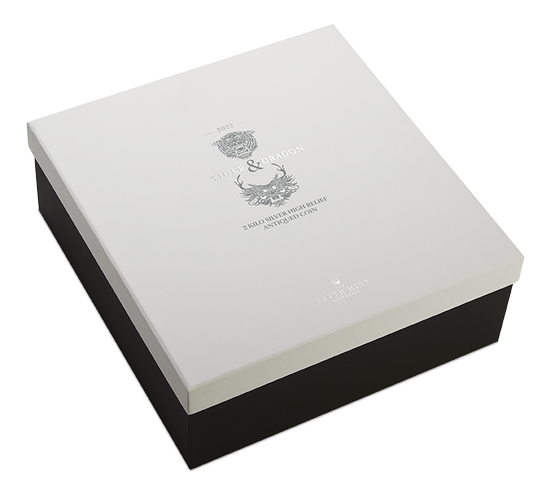 Sárkány és tigris 2000 gramm ezüst 2022 antikolt magas domborzatú