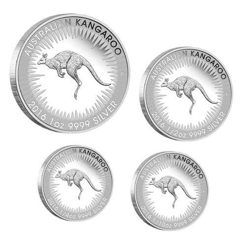 Collection de 4 pièces en argent Kangourou australien - 1 once, 1/2 once, 1/4 once, 1/10 once 2016