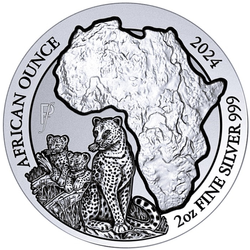  Rwanda: African Ounce - Leopard 2 oz Silber 2024 Piedfort 