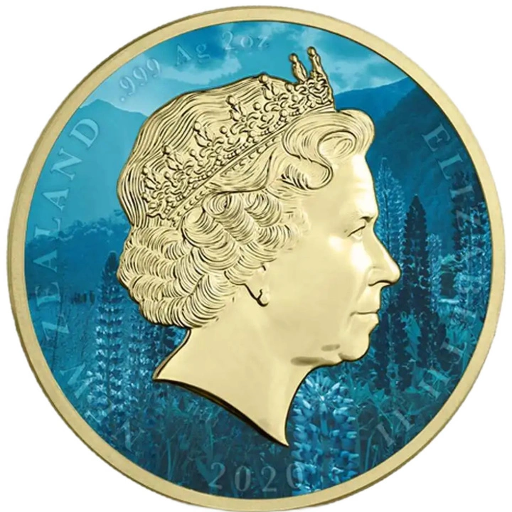 Kiwi placcato in oro/rutenio 2 once d'argento 2020 Edizione limitata Proof Alto rilievo