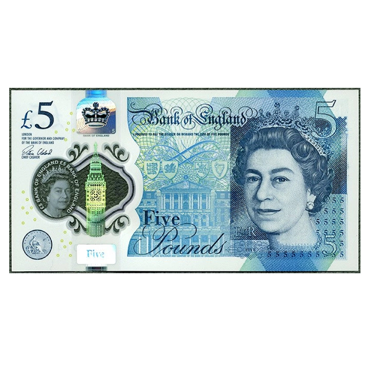 Bancnot 5 Lire Sterline Britanice - Regina Elisabeta a II-a 100 buc. Circulat