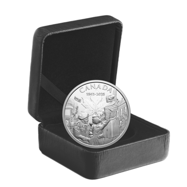 Kanada: 80ᵗʰ Jahrestag des Endes des Zweiten Weltkriegs in Europa 1 oz Silber 2025 Proofmünze