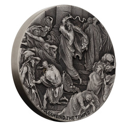 Niue: Biblické - Očištění chrámu 2 unce stříbra 2022 Proof Antiqued Coin