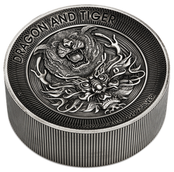 Dragon & Tiger 2000 gramów Srebra 2022 Antiqued High Relief