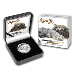 Krokodyl australijski Agro Jr. 1 uncja Srebra 2015 PROOF High Relief