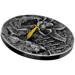 Niue: Angels and Demons - Michael pozłacany 2 uncje Srebra 2022 High Relief Antiqued Coin