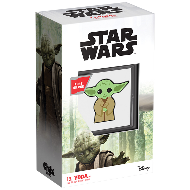 Niue : Star Wars – Pièce Chibi Yoda colorisée, 1 once d’argent, 2022, Proof.