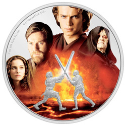 Niue: Star Wars Battle Scenes - Anakin vs. Obi-Wan coloured 3 oz Silver 2022 Proof