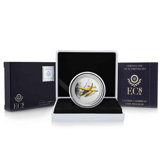 St. Vincent & The Grenadines: Seaplane kolorowany 1 uncja Srebra 2018 Proof