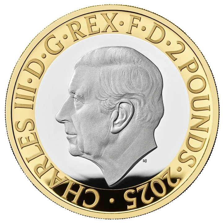 RRS Discovery £2 Plata bañada en oro 2025 Proof Piedfort