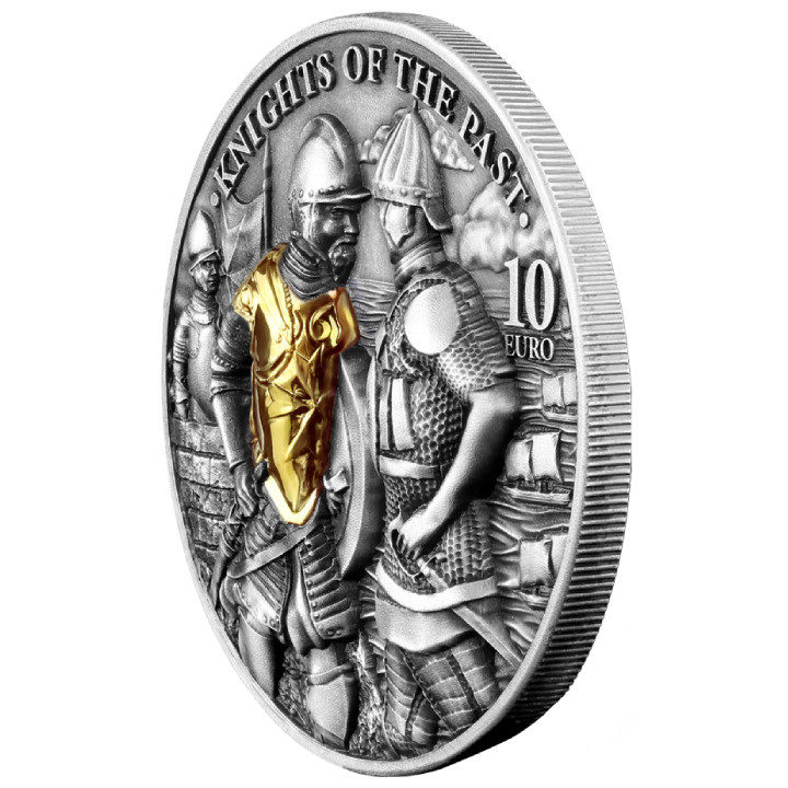 Malta Knights of the Past 2 oz argint aurită 2022 High Relief Antiqued Coin