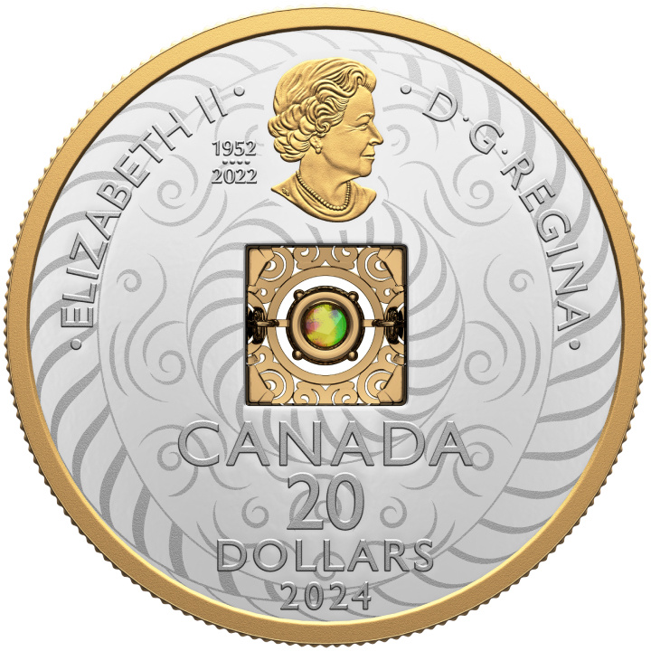 Canada: Dancing Ammolite - Elements of Nature "Air" Silver 2024 Gilded Proof Coin